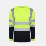 Hi Vis Breathable Long Sleeves Round Neck Two Tone T-Shirts