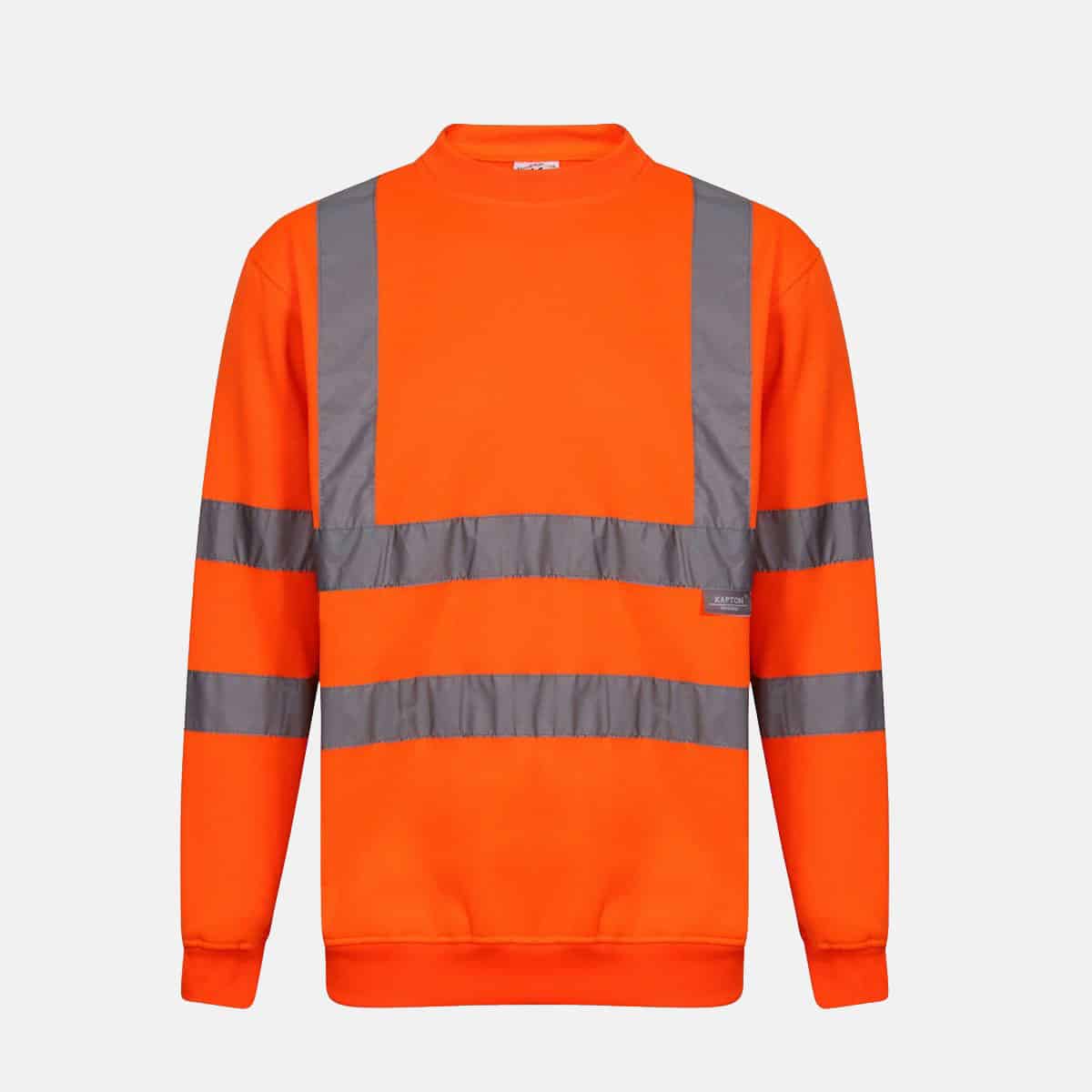 Hi Vis Crew Neck Fleece Pull Over Orange Sweatshirts