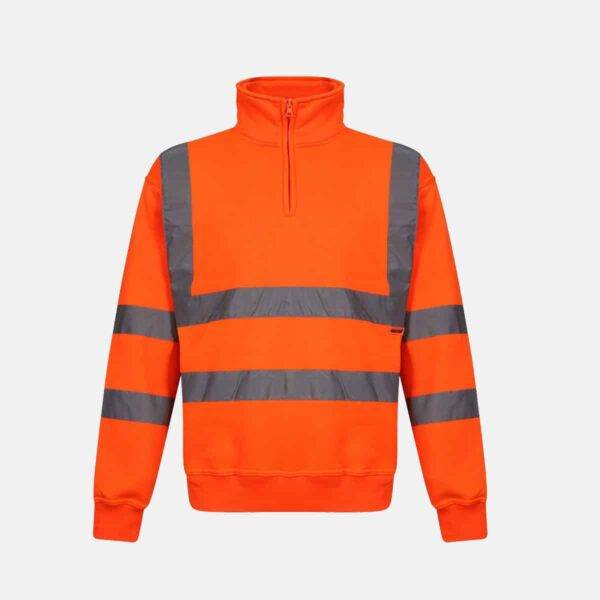 Hi Vis Quarter Zip Fleece Orange Sweatshirt