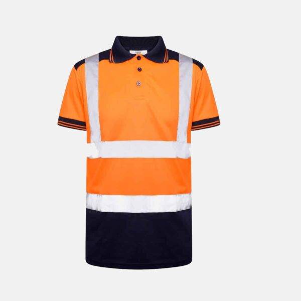 Hi Vis Short Sleeve Polo Shirt Railway Standard with Shoulders Patch