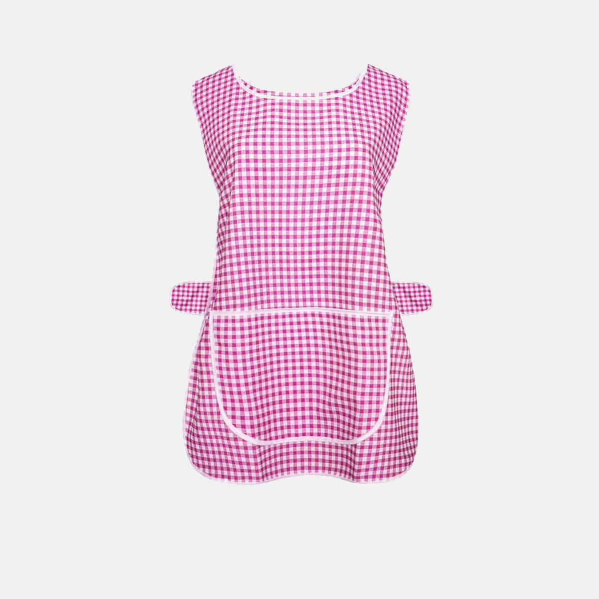 Ladies Check Design Overall Front Pocket Kitchen Cooking Cleaning Tabards