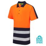 SuperTouch Essentials Hi-Vis Eco Cool Air Orange-Navy Polo Shirt - Image 3