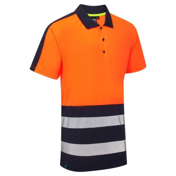 Hi-Vis Eco Cool Air Orange-Navy Polo Shirt