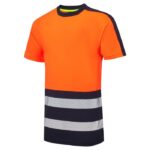 SuperTouch Essentials Hi Vis Eco Cool Air Orange-Navy T-Shirt - Image 5