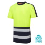 SuperTouch Essentials Hi Vis Eco Cool Air Yellow-Navy T-Shirt - Image 3