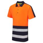 SuperTouch Essentials Hi-Vis Eco Cool Air Orange-Navy Polo Shirt - Image 7