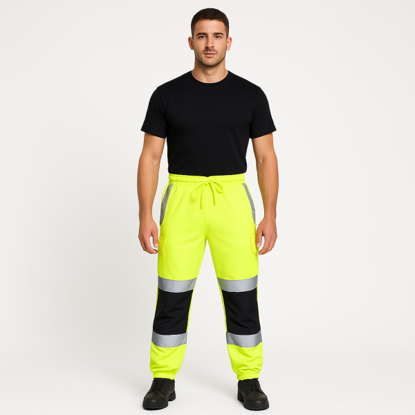 Hi Vis Two Tone Jogging Bottoms Yellow Navy