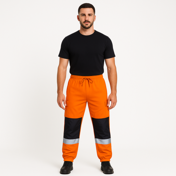 Hi Vis Two Tone Jogging Bottoms Orange Navy
